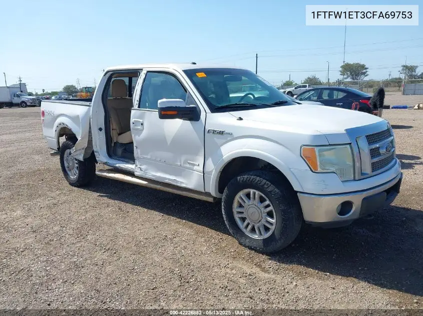 2012 Ford F-150 Lariat VIN: 1FTFW1ET3CFA69753 Lot: 42226882