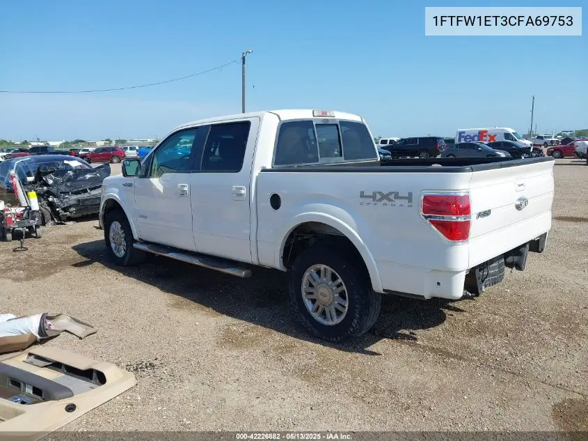 2012 Ford F-150 Lariat VIN: 1FTFW1ET3CFA69753 Lot: 42226882