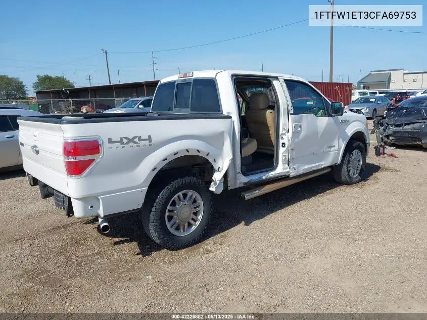 2012 Ford F-150 Lariat VIN: 1FTFW1ET3CFA69753 Lot: 42226882