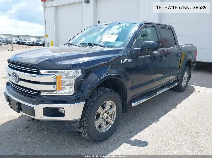 2019 Ford F-150 Lariat VIN: 1FTEW1E57KKC38689 Lot: 42614614