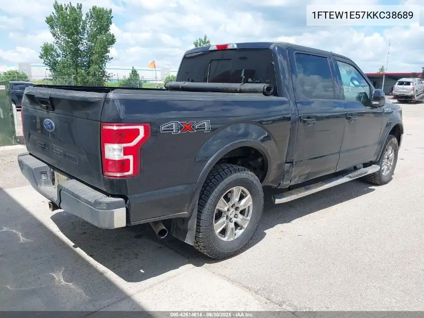 2019 Ford F-150 Lariat VIN: 1FTEW1E57KKC38689 Lot: 42614614