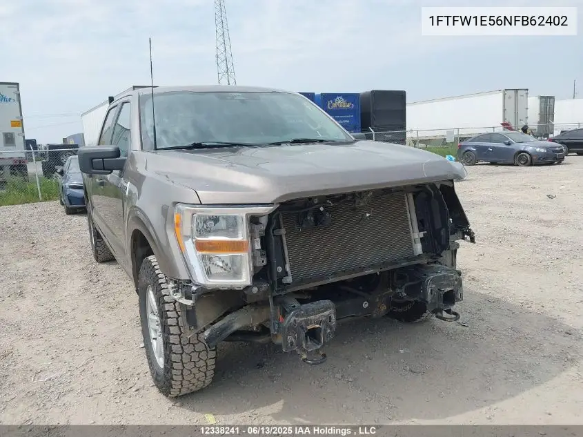 2022 Ford F150 Supercrew VIN: 1FTFW1E56NFB62402 Lot: 12338241