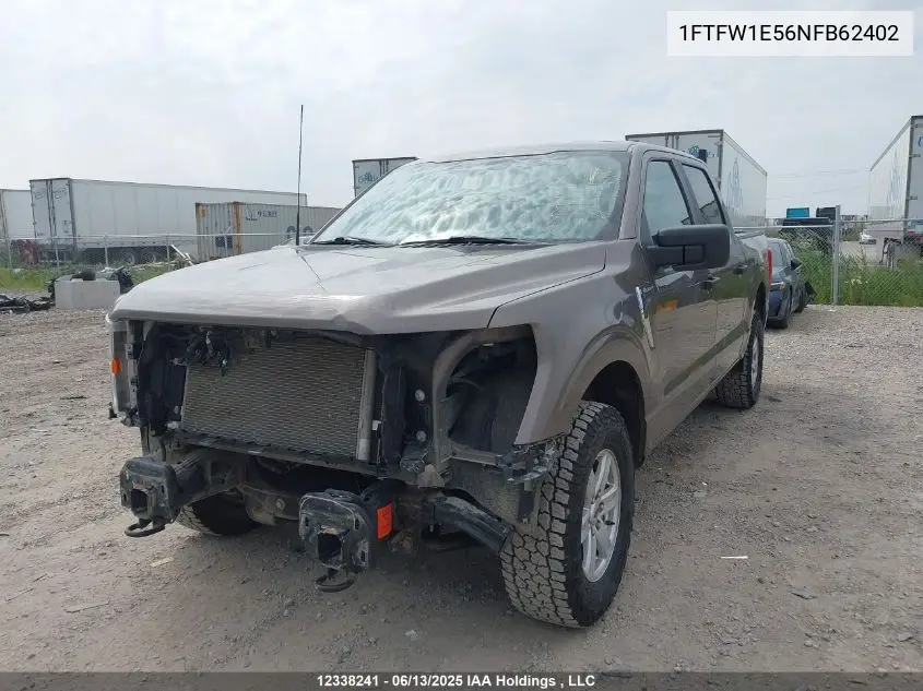 2022 Ford F150 Supercrew VIN: 1FTFW1E56NFB62402 Lot: 12338241