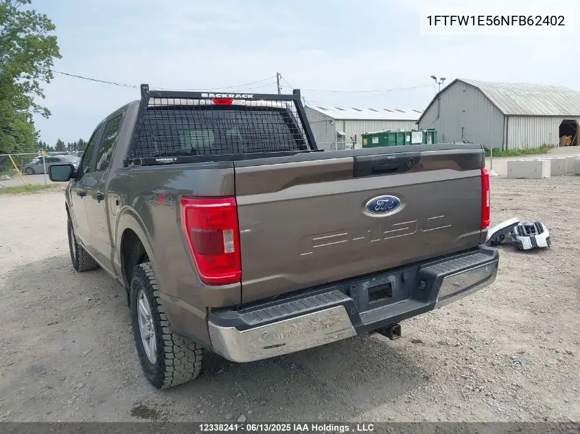2022 Ford F150 Supercrew VIN: 1FTFW1E56NFB62402 Lot: 12338241
