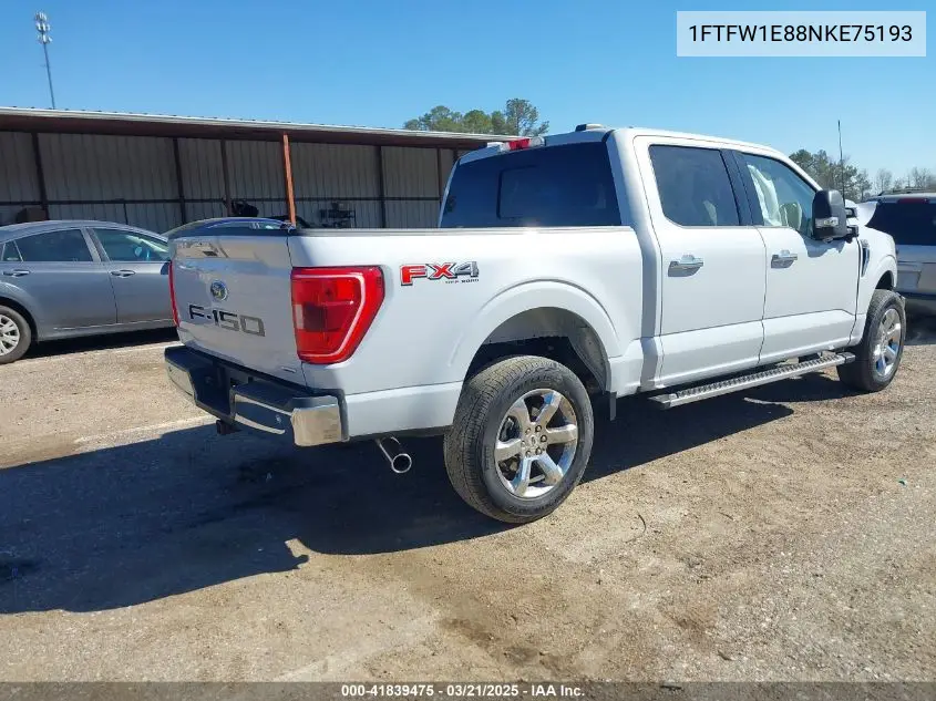 2022 Ford F-150 Xlt VIN: 1FTFW1E88NKE75193 Lot: 41839475