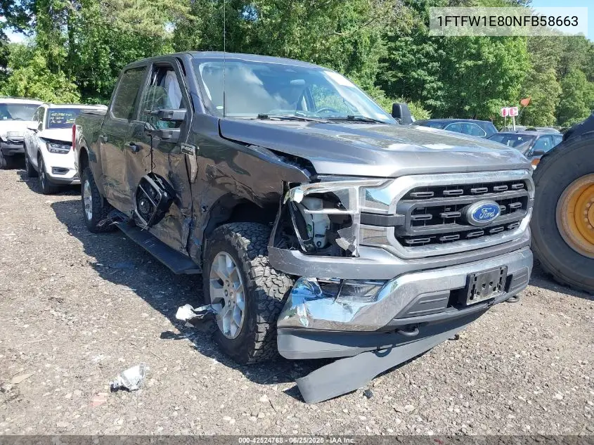 2022 Ford F-150 Xlt VIN: 1FTFW1E80NFB58663 Lot: 42524768
