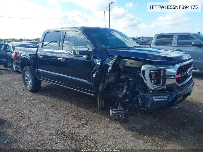 2022 Ford F-150 Platinum VIN: 1FTFW1E55NFB94175 Lot: 42571529