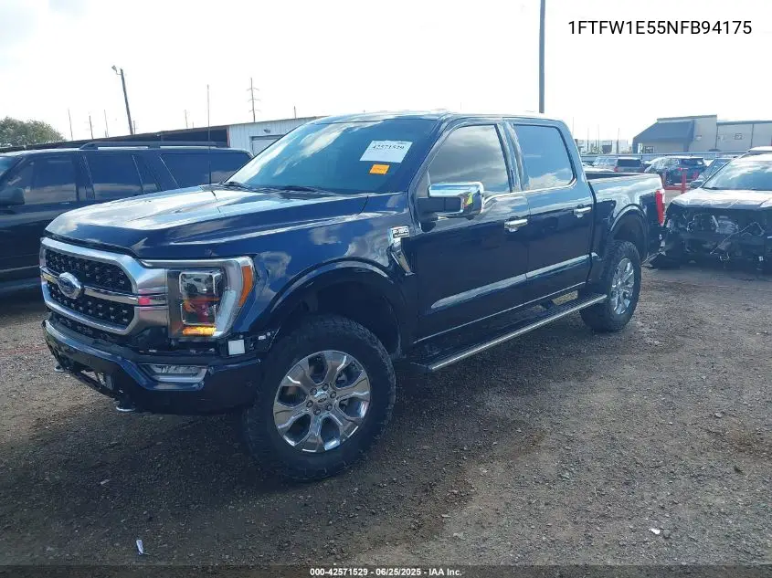 2022 Ford F-150 Platinum VIN: 1FTFW1E55NFB94175 Lot: 42571529