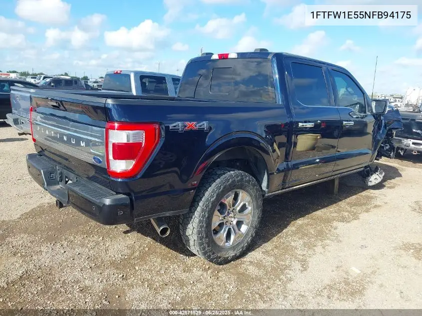 2022 Ford F-150 Platinum VIN: 1FTFW1E55NFB94175 Lot: 42571529