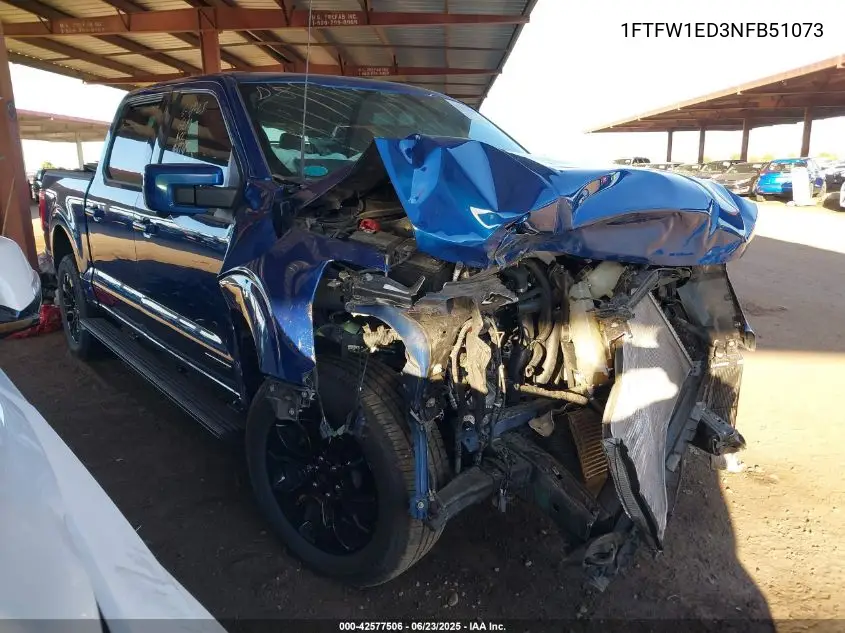 2022 Ford F-150 Lariat VIN: 1FTFW1ED3NFB51073 Lot: 42577506