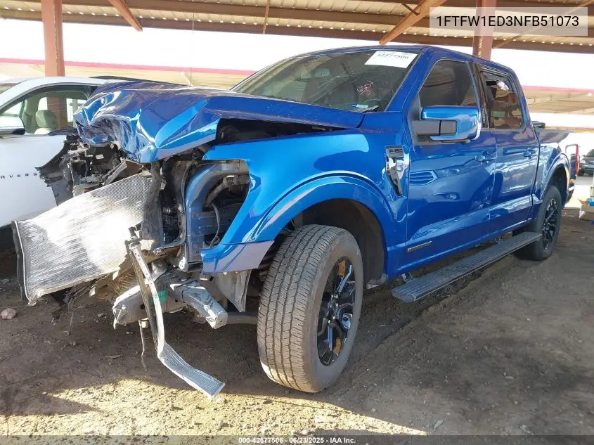 2022 Ford F-150 Lariat VIN: 1FTFW1ED3NFB51073 Lot: 42577506