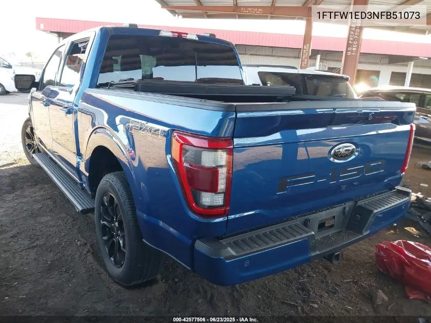 2022 Ford F-150 Lariat VIN: 1FTFW1ED3NFB51073 Lot: 42577506