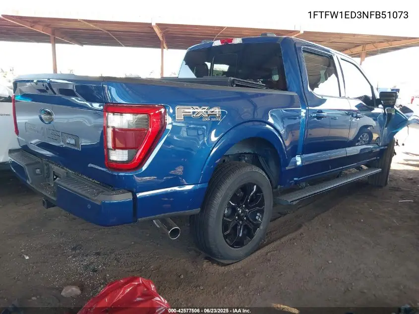 2022 Ford F-150 Lariat VIN: 1FTFW1ED3NFB51073 Lot: 42577506
