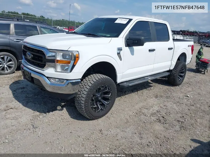 2022 Ford F-150 Xlt VIN: 1FTFW1E57NFB47648 Lot: 42587449