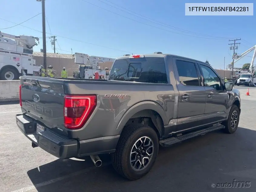 2022 Ford F150 Supercrew VIN: 1FTFW1E85NFB42281 Lot: 42613531