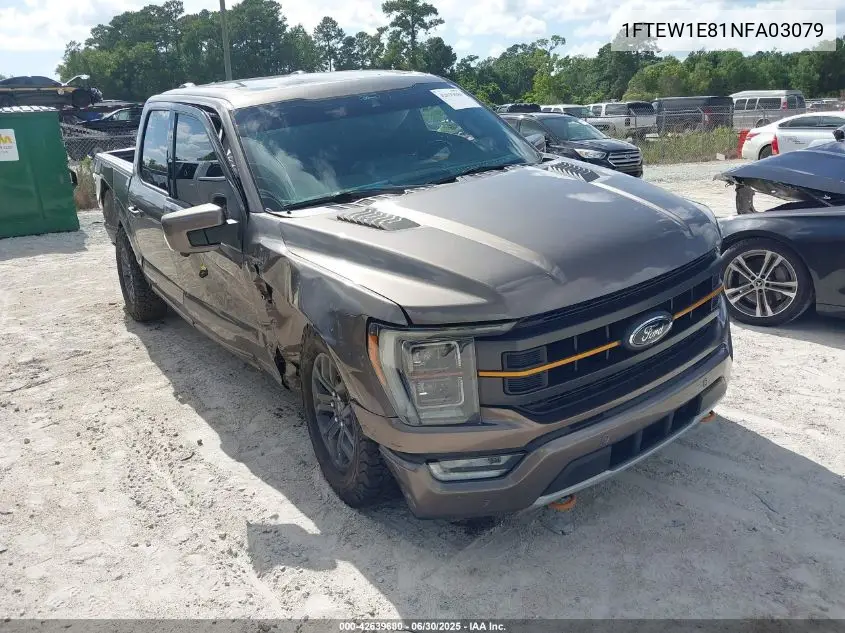 2022 Ford F-150 Tremor VIN: 1FTEW1E81NFA03079 Lot: 42639680