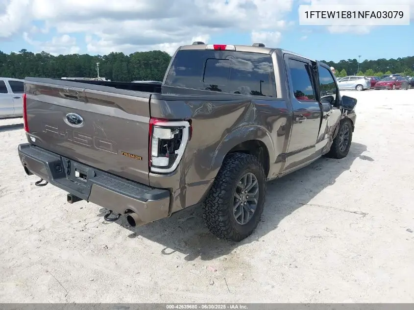 2022 Ford F-150 Tremor VIN: 1FTEW1E81NFA03079 Lot: 42639680