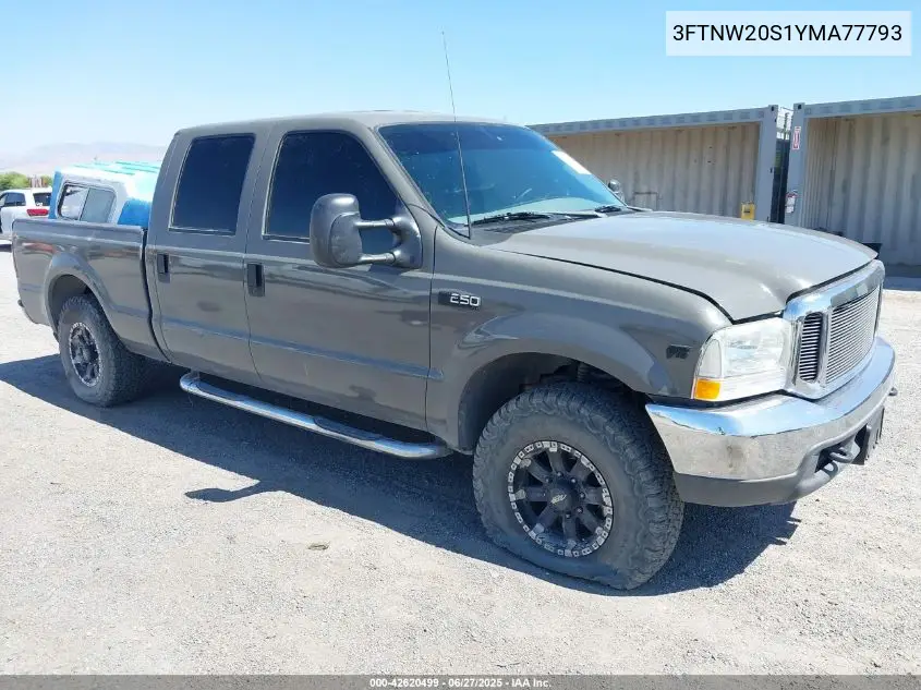 2000 Ford F-250 Lariat/Xl/Xlt VIN: 3FTNW20S1YMA77793 Lot: 42620499