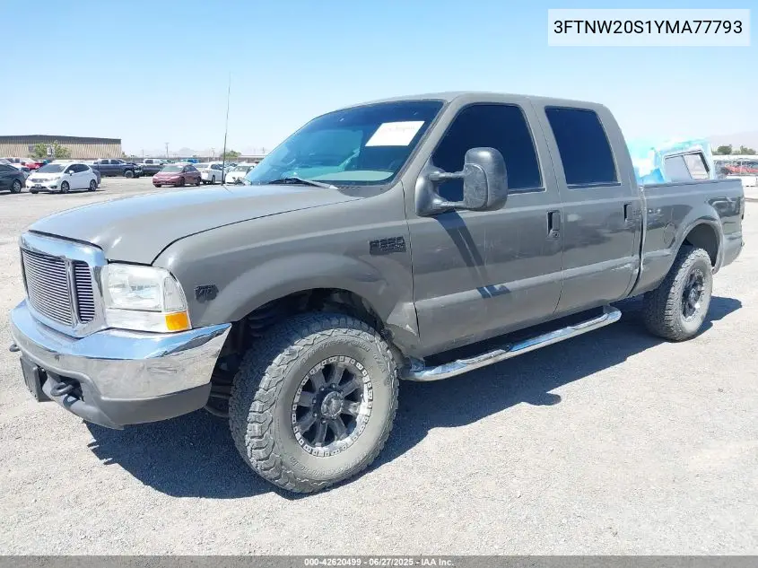 2000 Ford F-250 Lariat/Xl/Xlt VIN: 3FTNW20S1YMA77793 Lot: 42620499