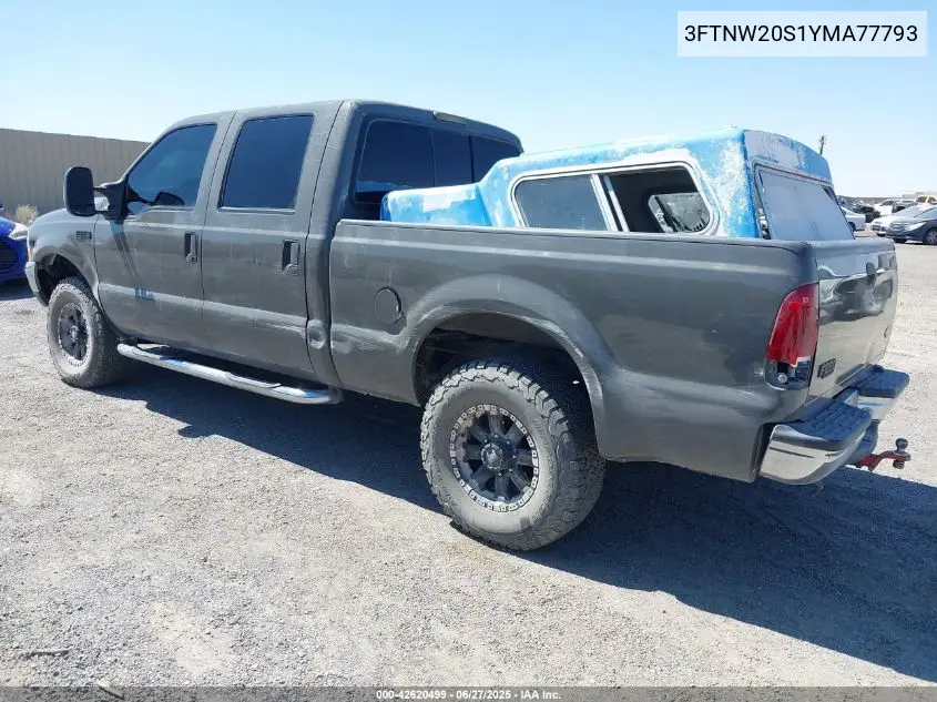 2000 Ford F-250 Lariat/Xl/Xlt VIN: 3FTNW20S1YMA77793 Lot: 42620499