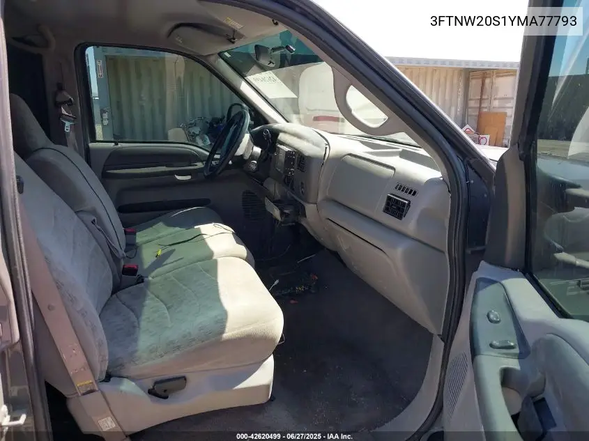 2000 Ford F-250 Lariat/Xl/Xlt VIN: 3FTNW20S1YMA77793 Lot: 42620499