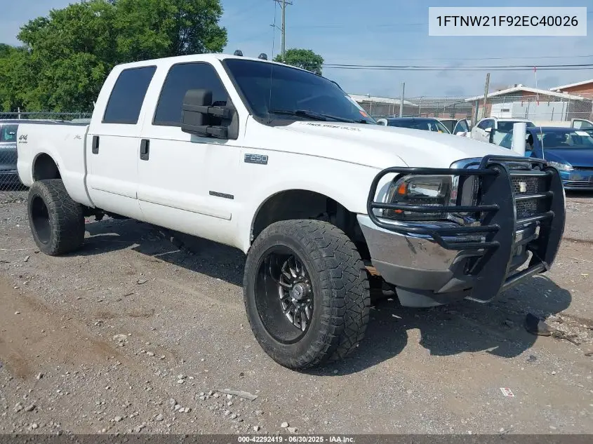 2002 Ford F-250 Lariat/Xl/Xlt VIN: 1FTNW21F92EC40026 Lot: 42292419