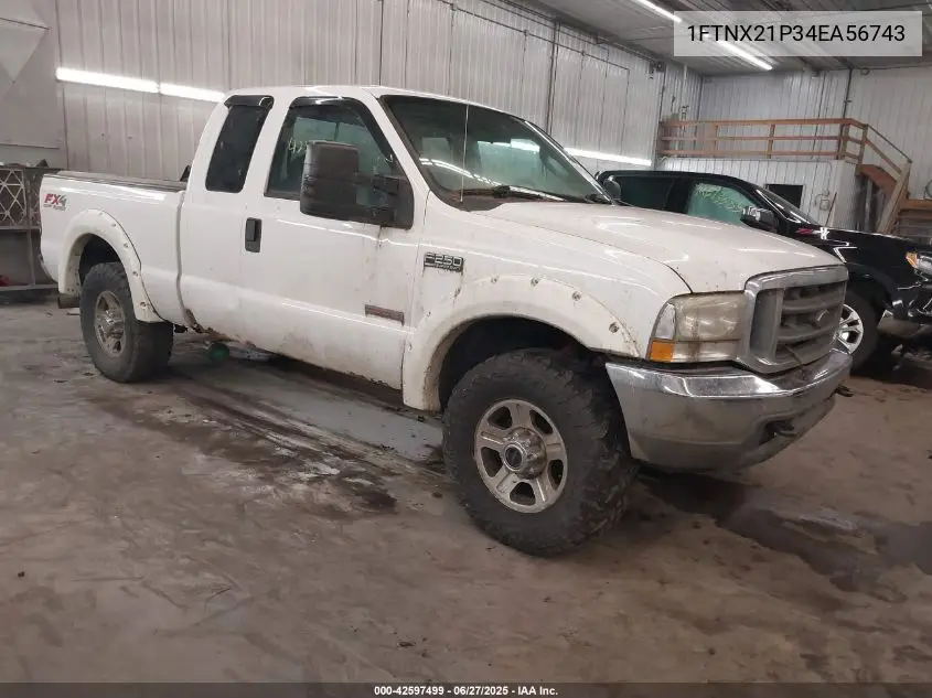 2004 Ford F-250 Lariat/Xl/Xlt VIN: 1FTNX21P34EA56743 Lot: 42597499