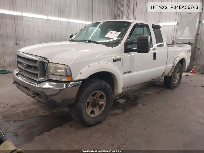 2004 Ford F-250 Lariat/Xl/Xlt VIN: 1FTNX21P34EA56743 Lot: 42597499