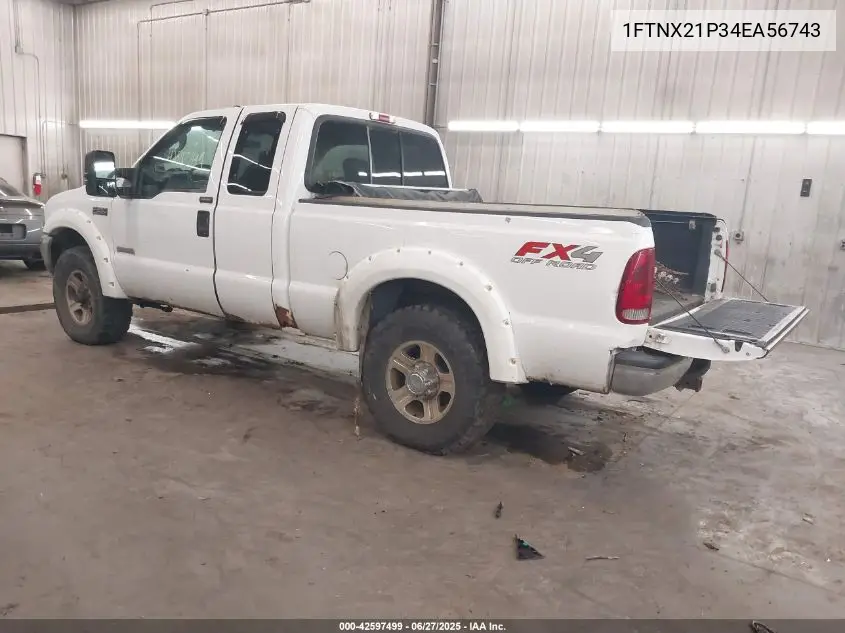 2004 Ford F-250 Lariat/Xl/Xlt VIN: 1FTNX21P34EA56743 Lot: 42597499