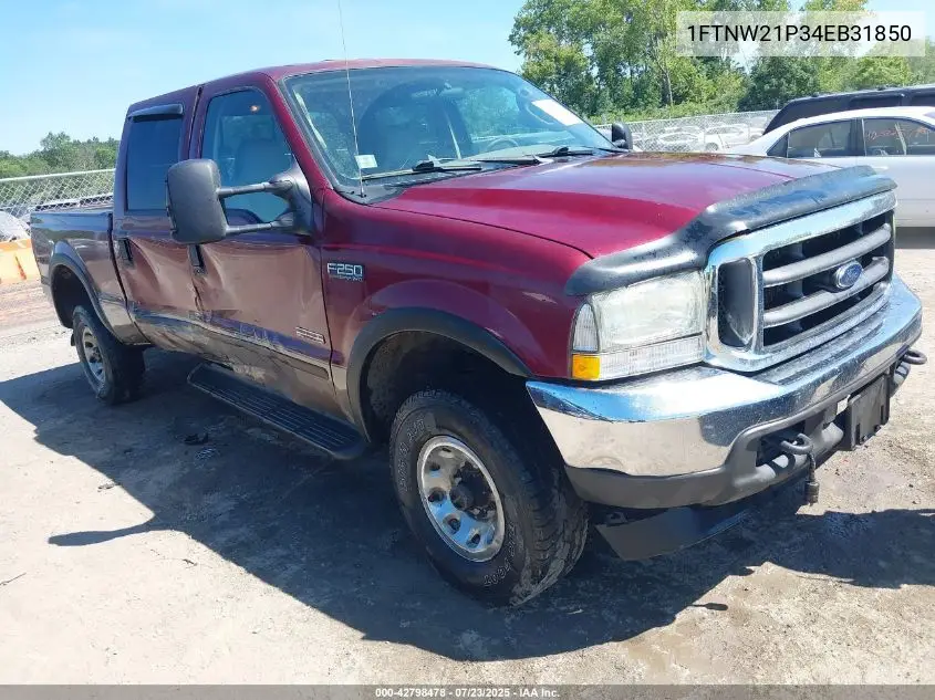 2004 Ford F-250 Lariat/Xl/Xlt VIN: 1FTNW21P34EB31850 Lot: 42798478
