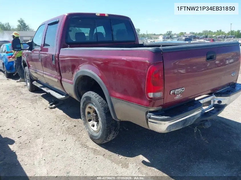 2004 Ford F-250 Lariat/Xl/Xlt VIN: 1FTNW21P34EB31850 Lot: 42798478