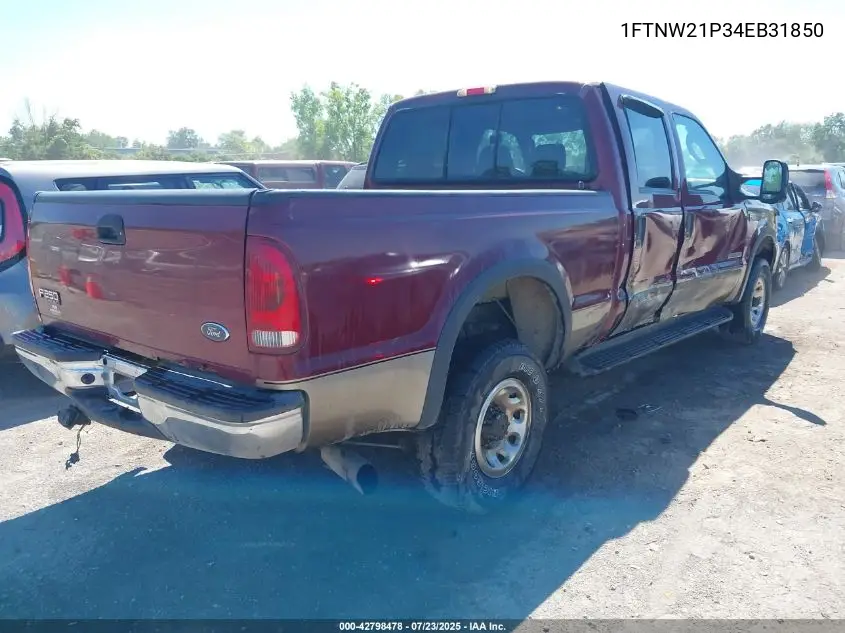 2004 Ford F-250 Lariat/Xl/Xlt VIN: 1FTNW21P34EB31850 Lot: 42798478