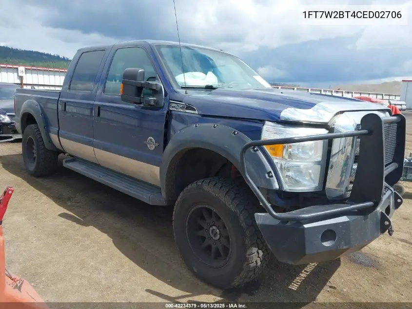 2012 Ford F-250 Xlt VIN: 1FT7W2BT4CED02706 Lot: 42234379