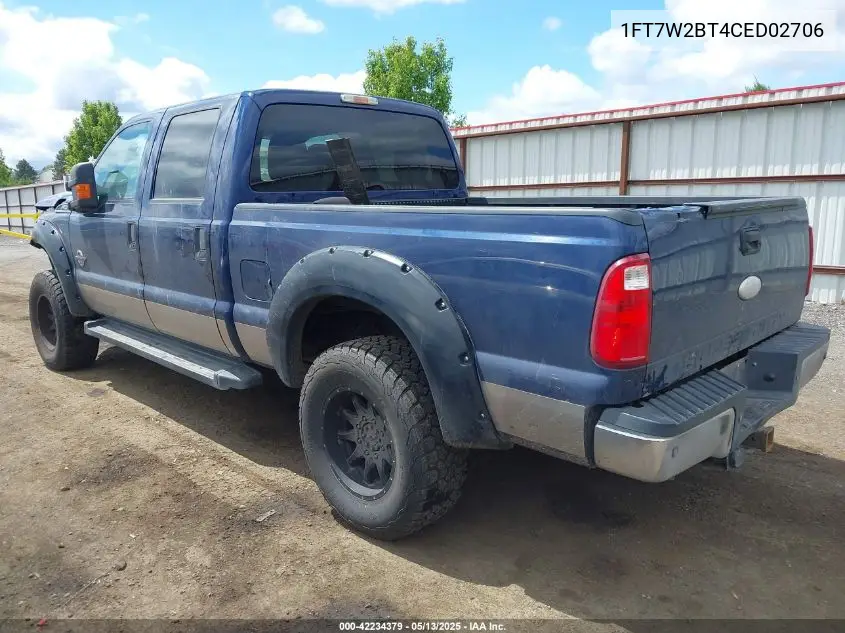 2012 Ford F-250 Xlt VIN: 1FT7W2BT4CED02706 Lot: 42234379