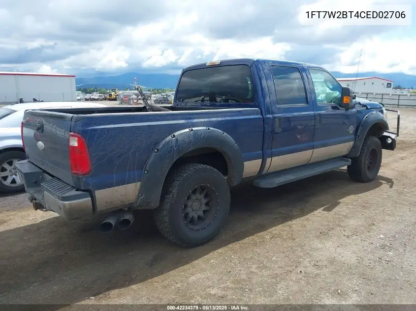 2012 Ford F-250 Xlt VIN: 1FT7W2BT4CED02706 Lot: 42234379