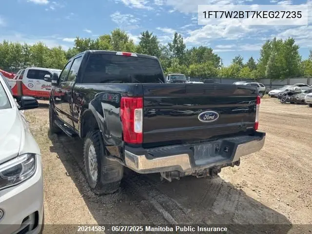 2019 Ford F250 Super Duty VIN: 1FT7W2BT7KEG27235 Lot: 20214589