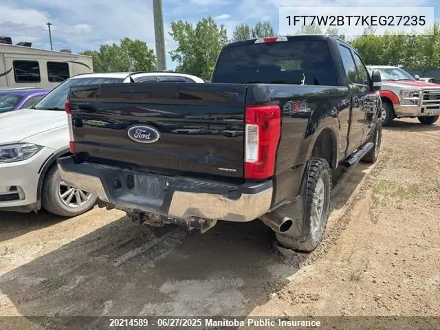 2019 Ford F250 Super Duty VIN: 1FT7W2BT7KEG27235 Lot: 20214589