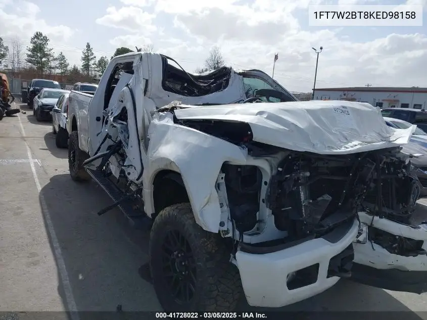 2019 Ford F-250 Lariat VIN: 1FT7W2BT8KED98158 Lot: 41728022