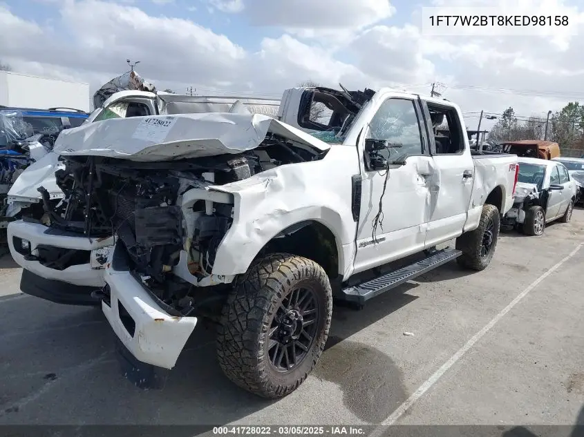 2019 Ford F-250 Lariat VIN: 1FT7W2BT8KED98158 Lot: 41728022