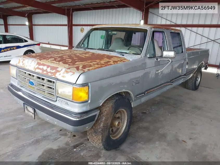 1989 Ford F350 VIN: 2FTJW35M9KCA56949 Lot: 42244693