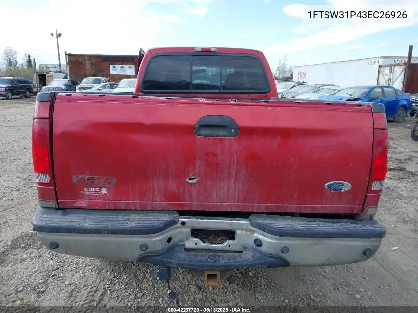 2003 Ford F-350 Lariat/Xl/Xlt VIN: 1FTSW31P43EC26926 Lot: 42237720