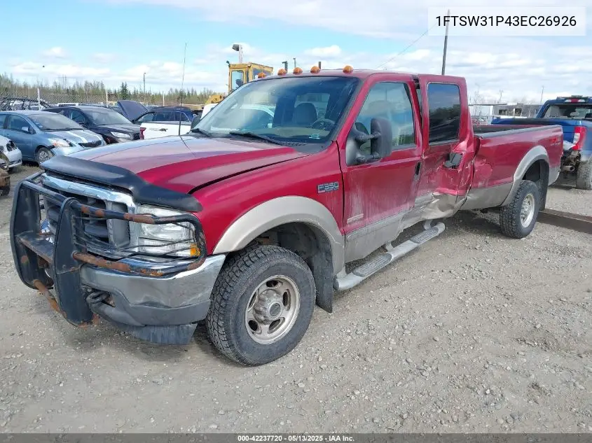 2003 Ford F-350 Lariat/Xl/Xlt VIN: 1FTSW31P43EC26926 Lot: 42237720