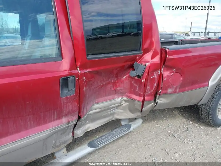 2003 Ford F-350 Lariat/Xl/Xlt VIN: 1FTSW31P43EC26926 Lot: 42237720