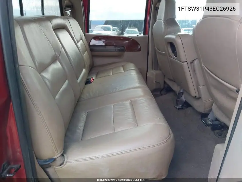 2003 Ford F-350 Lariat/Xl/Xlt VIN: 1FTSW31P43EC26926 Lot: 42237720