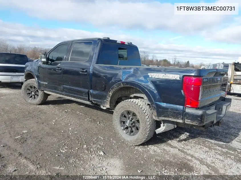 2021 Ford F350 VIN: 1FT8W3BT3MEC00731 Lot: 12090481