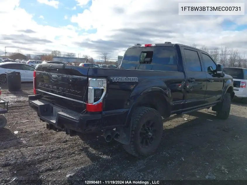 2021 Ford F350 VIN: 1FT8W3BT3MEC00731 Lot: 12090481