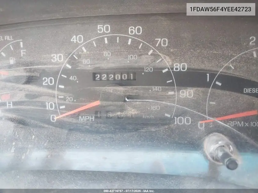 2000 Ford F-550 Lariat/Xl/Xlt VIN: 1FDAW56F4YEE42723 Lot: 42716757