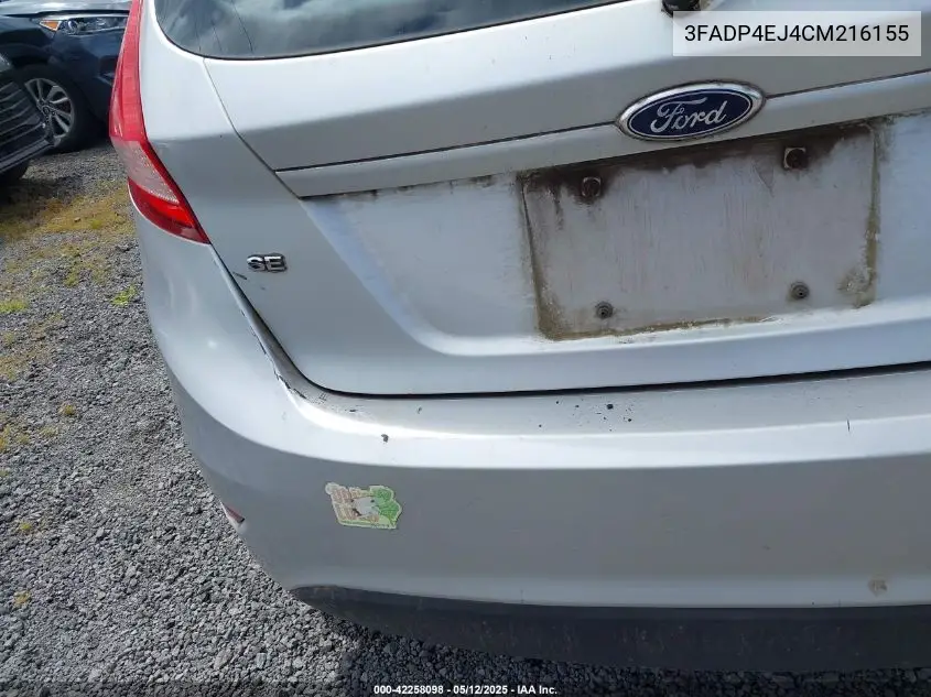 2012 Ford Fiesta Se VIN: 3FADP4EJ4CM216155 Lot: 42258098
