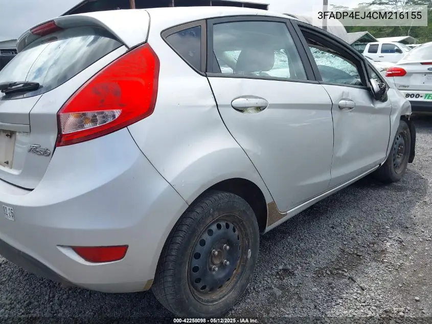 2012 Ford Fiesta Se VIN: 3FADP4EJ4CM216155 Lot: 42258098