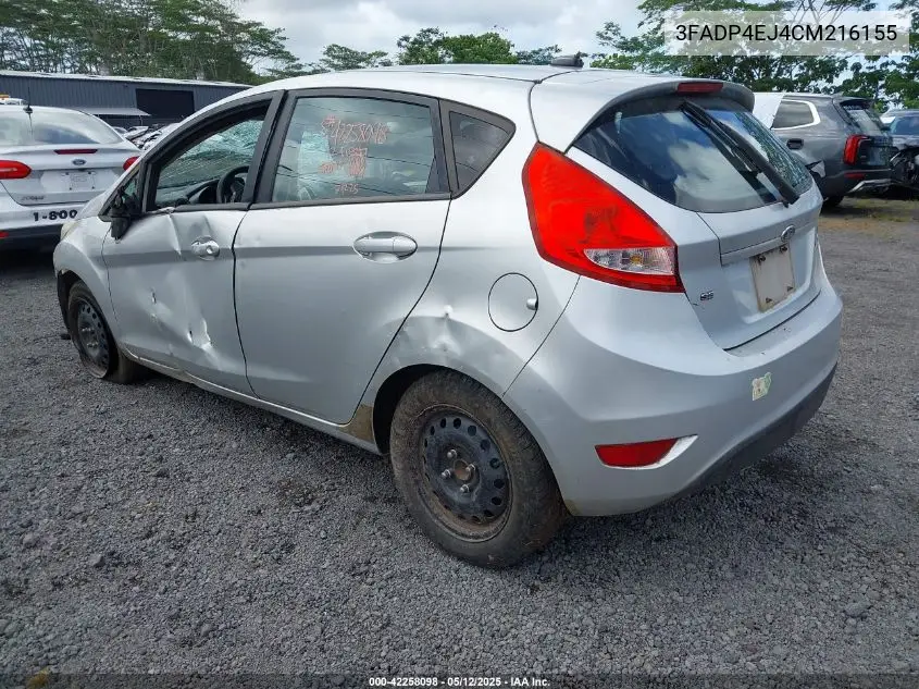 2012 Ford Fiesta Se VIN: 3FADP4EJ4CM216155 Lot: 42258098